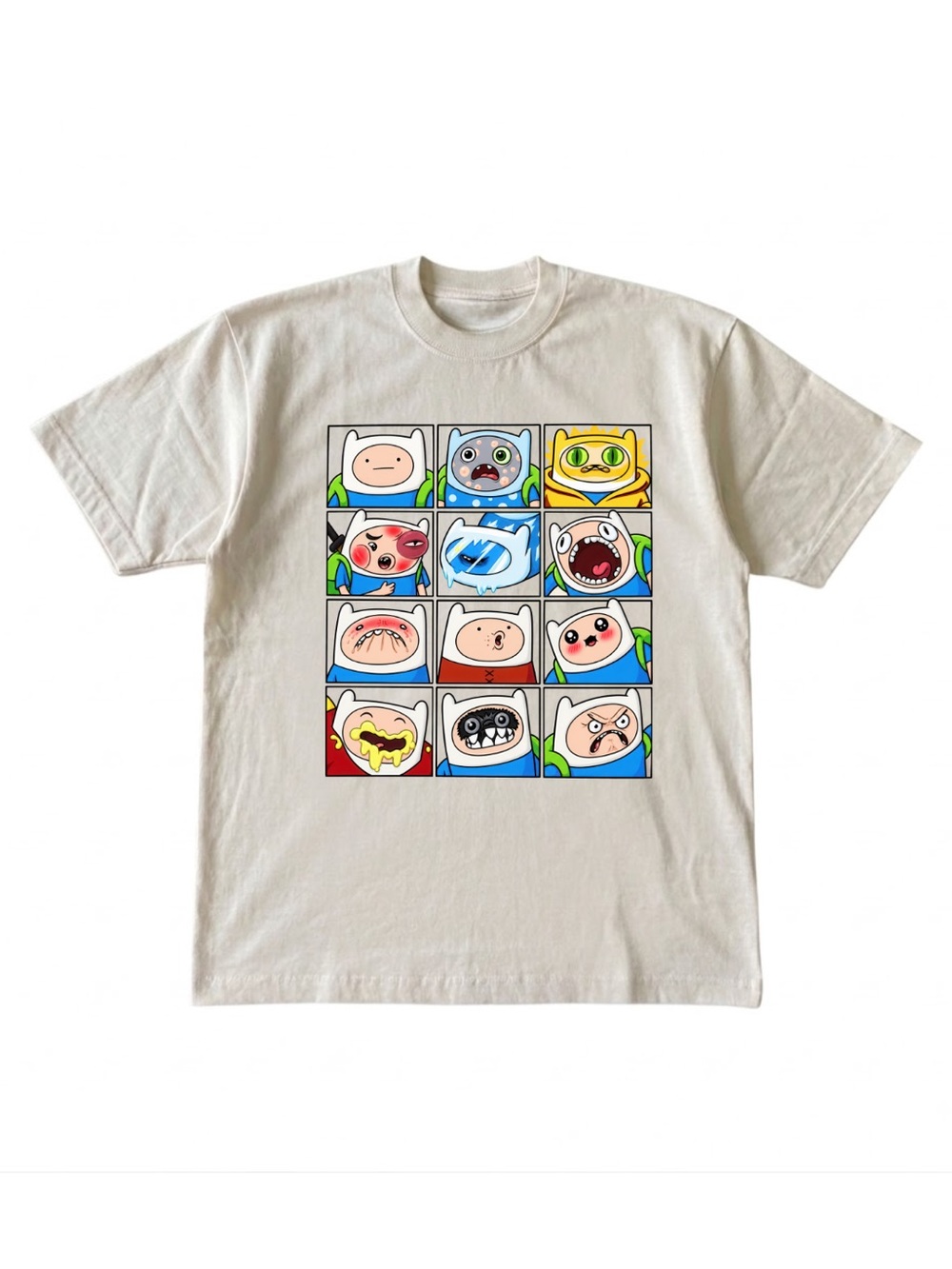 Gildan Cream Graphic T-Shirt with Colorful Character Grid